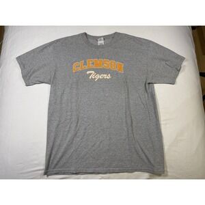 VTG Clemson Tigers T Shirt XL Gray Orange Arched Script Anvil 90s 2000s College